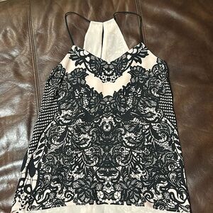 Express XS halter silk pink and black tank